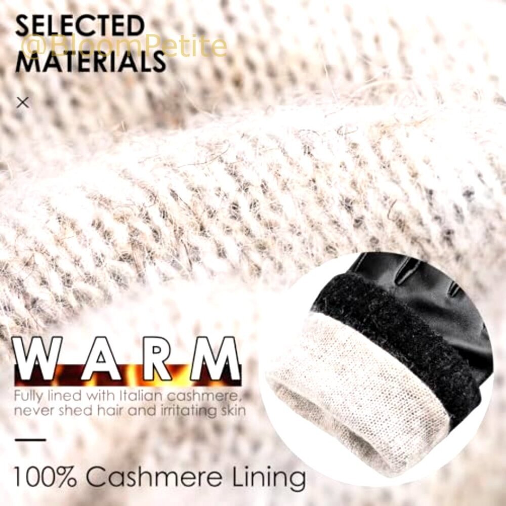 Sheepskin Leather Gloves with Cashmere Lining, Touchscreen Driving Handwear - Picture 2 of 5